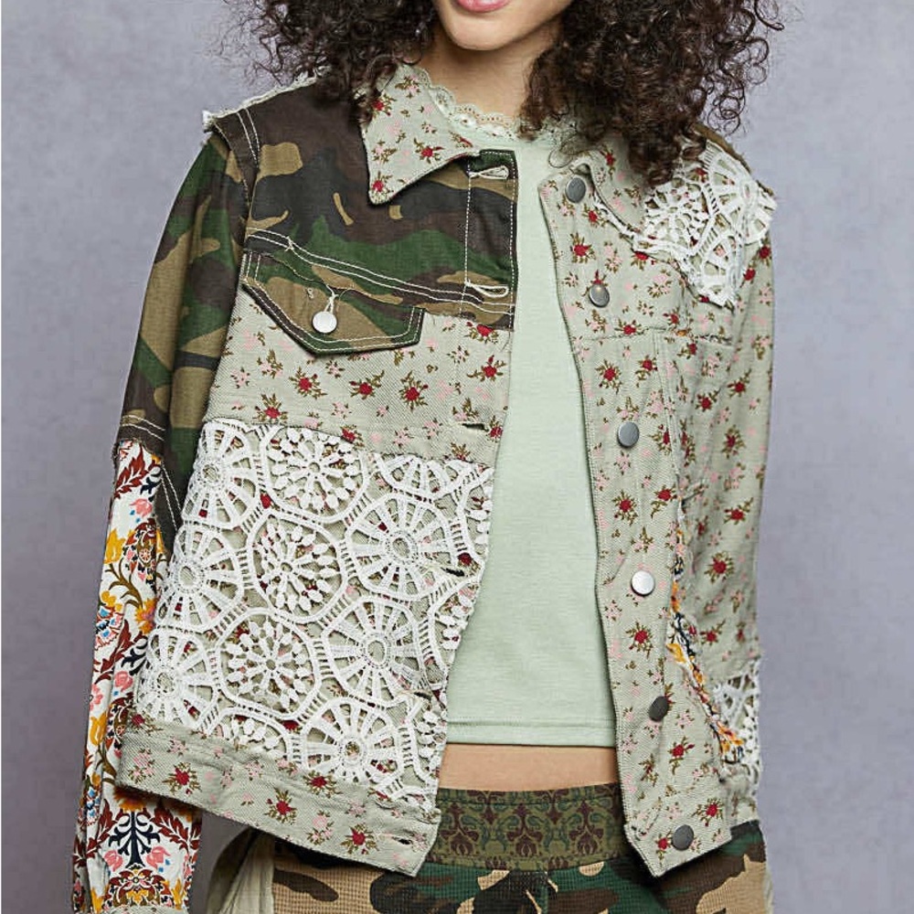 POL Floral Patchwork Jacket